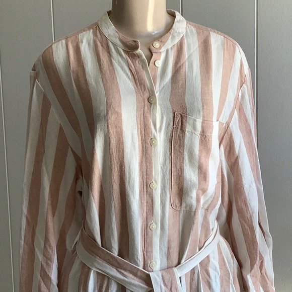 A NEW DAY WOMEN’S BROWN CREAM STRIPE BUTTON DOWN DRESS SIZE MEDIUM - Picture 4 of 9